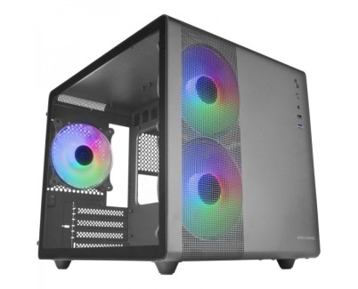 Mars Gaming MC-400 Caja Gaming Compacta - Doble Camara - Triple Refrigeracion FRGB - Ventana Cristal Templado - Panel Lateral Malla - Soporte Liquido 240mm - Color Negro