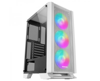 Mars Gaming MC-C Semitorre Gaming - Iluminacion FRGB - Ventana Cristal Templado - Soporte Refrigeracion Liquida - Compatible ATX/mATX/mini-ITX - Color Blanco