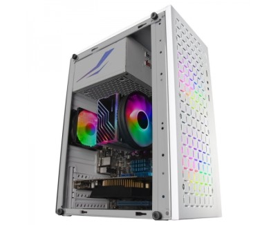 Mars Gaming MC-CORE Minitorre Gaming - Rejilla Metal-MESH - Ventana Lateral - 2 Ventiladores FRGB - Soporte Micro-ATX/Mini-ITX - Almacenamiento Versatil - Color Blanco