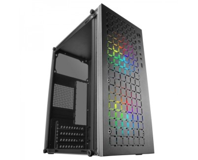 Mars Gaming MC-CORE Minitorre Gaming - Rejilla Metal-MESH - Ventana Lateral - 2 Ventiladores FRGB - Soporte Micro-ATX/Mini-ITX - Almacenamiento Versatil - Color Negro
