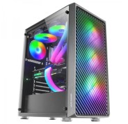 Mars Gaming MC-F Semitorre Gaming - 4 Ventiladores ARGB - Cristal Templado - Soporte Refrigeracion Liquida - Gestion de Cableado - Color Negro