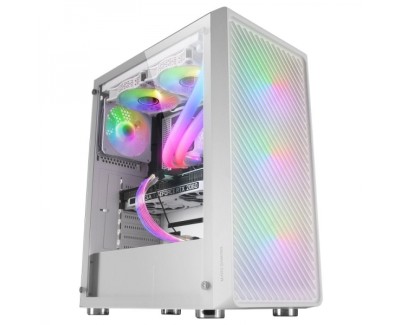 Mars Gaming MC-F Semitorre Gaming - 4 Ventiladores ARGB - Ventana Cristal Templado - Soporte Refrigeracion Liquida - Color Blanco