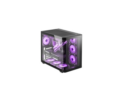 Mars Gaming MC-FUSION Caja Torre ATX - Cristal Templado Curvo Continuo - Soporta Refrigeracion Liquida - Capacidad hasta 10 Ventiladores - 7 Ranuras de Expansion - Color Negro