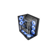 Mars Gaming MC-INFINIO Caja Torre ATX - 2 Ventiladores de 120mm FRGB - Cristal Templado Curvo Continuo - Montaje Vertical para GPU - 7 Ranuras de Expansion - 420x289x460mm - Color Negro