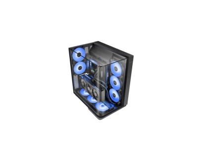 Mars Gaming MC-INFINIO Caja Torre ATX - 2 Ventiladores de 120mm FRGB - Cristal Templado Curvo Continuo - Montaje Vertical para GPU - 7 Ranuras de Expansion - 420x289x460mm - Color Negro