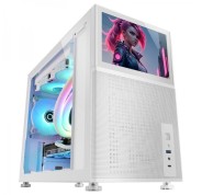 Mars Gaming MC-LCD Caja PC Gaming - Pantalla LCD IPS 8\" - Soporte Refrigeracion Liquida - Conectividad USB-C y USB 3.0 - Espacio Expansion Amplio - Color Blanco