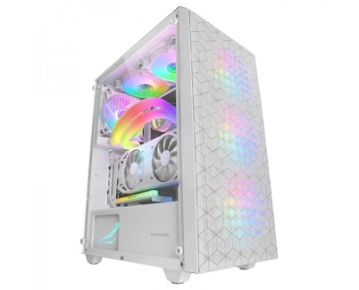 Mars Gaming MC-MAG Caja Gaming - Doble Rejilla Magnetica - Cristal Templado - 3 Ventiladores RGB - Soporte Refrigeracion Liquida - USB 3.0 - Color Blanco
