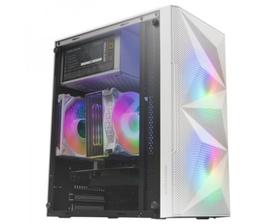 Mars Gaming MC-ME Minitorre - Ventana Cristal Templado - 2 Ventiladores FRGB - Soporte MicroATX/Mini-ITX - Iluminacion RGB Avanzada - Color Blanco
