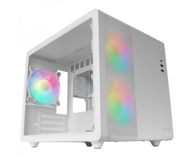 Mars Gaming MC-MPRO Caja Compacta Profesional - Doble Camara - Refrigeracion Triple - Cristal Templado - Panel de Malla - Soporte Liquido 240mm - Color Blanco