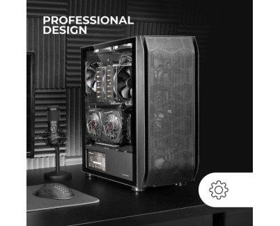 Mars Gaming MC-PRO2 Torre PC - 5 Ventiladores Ultra-Silenciosos - Soporte Refrigeracion Liquida - Ventana Cristal Templado - Color Negro