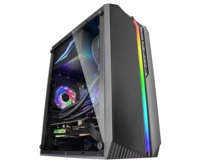 Mars Gaming MC-S1 Caja Compacta Gaming - Iluminacion ARGB 12 Modos - Ventana Lateral Completa - Refrigeracion Avanzada - Compatible Micro-ATX/Mini-ITX - Color Negro