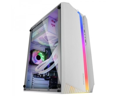 Mars Gaming MC-S1 Caja Compacta Gaming - Iluminacion ARGB 12 Modos - Ventilador FRGB Incluido - Ventana Lateral Completa - Compatible Micro-ATX/Mini-ITX - Color Blanco