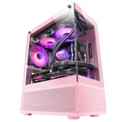 Mars Gaming MC-SE Minitorre Gaming - Doble Cristal Continuo - AirTech Mesh - Doble Camara - Filtro Magnetico - Conectividad Avanzada - Gestion de Cables - Color Rosa