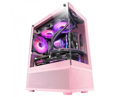 Mars Gaming MC-SE Minitorre Gaming - Doble Cristal Continuo - AirTech Mesh - Doble Camara - Filtro Magnetico - Conectividad Avanzada - Gestion de Cables - Color Rosa