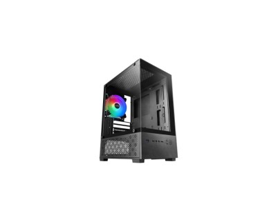 Mars Gaming MC-SE2 Caja Torre ATX - Ventilador de 120mm FRGB Integrado - Cristal Templado sin Marco - Doble Camara - 5 Ranuras de Expansion - 388x197x304mm - Color Negro