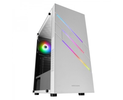 Mars Gaming MC-U3 Caja ARGB - Iluminacion ARGB con 16 modos - Ventana de cristal templado - Soporte para 6 ventiladores - Compatible con placas ATX - Color Blanco