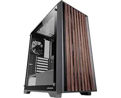 Mars Gaming MC-WOOD Caja Torre ATX - Ventilador FDB de 120mm - Panel de Cristal Templado - Soporta Refrigeracion Liquida hasta 360mm - 7 Ranuras de Expansion - Acabado en Madera - Color Negro