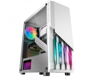 Mars Gaming MC-X2 Caja PC - Frontal Acero FRGB - Ventana Lateral Completa - Soporte 4 Ventiladores - Espacio para Componentes Alto Rendimiento - Color Blanco