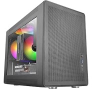 Mars Gaming MC-XPS Minitorre Ultracompacta - Ventilador de 120mm FRGB Trasero - Soporte MicroATX/Mini-ITX - Rejilla de Refrigeracion - Ventana Lateral de Cristal Templado - 392x196x289mm - Color Negro