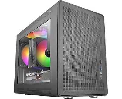Mars Gaming MC-XPS Minitorre Ultracompacta - Ventilador de 120mm FRGB Trasero - Soporte MicroATX/Mini-ITX - Rejilla de Refrigeracion - Ventana Lateral de Cristal Templado - 392x196x289mm - Color Negro
