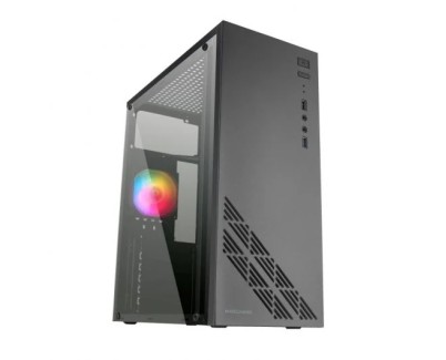 Mars Gaming MC100 Caja Semitorre ATX, Micro ATX, Mini-ITX - Panel Lateral Acrilico - Tamaño HDD 2.5\", 3.5\" - USB-A 3.0, USB-A 2.0 y Audio - Ventilador 90mm FRGB Incluido - Soporta Refrigeracion Liquida