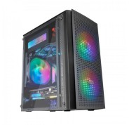 Mars Gaming MC300 Caja Gaming Compacta - Ventana Cristal Templado - Triple Ventilacion FRGB - Rejilla Frontal TOTAL-MESH - Soporte MicroATX/Mini-ITX - RGB Avanzado - Color Negro