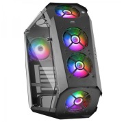 Mars Gaming MC51 Torre Premium - 5 Ventiladores ARGB - Controladora con Mando - Doble Ventana Cristal Templado - 40 Efectos RGB Chroma - Color Negro
