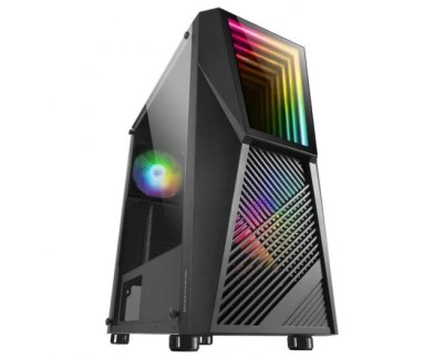 Mars Gaming MC777 Infinity Mirror Caja Semitorre ATX, Micro ATX, Mini-ITX - Lateral Cristal Templado - Iluminacion ARGB - Tamaño HDD 2.5\", 3.5\" - USB-A 3.0, USB-A 2.0 y Audio - 2 Ventiladores 120mm FRGB - Soporta Refrigeracion Liquida
