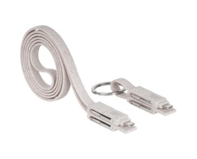 Mars Gaming MCA-ECO Pack de Cables Ecologicos - Fibra de Trigo - Antienredos - Carga Ultrarrapida 3.1A - Transferencia 480Mbps - Empaque Reciclado - Color Blanco