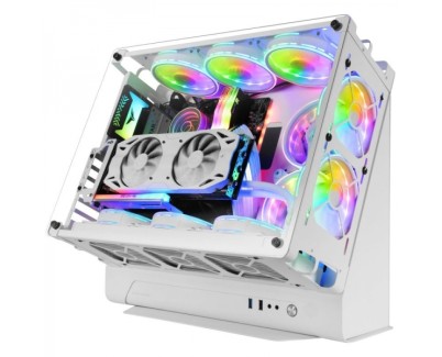 Mars Gaming MCB Caja PC Custom - Capacidad XL - Soporte Refrigeracion Liquida - Estructura Modular Doble Camara - Hasta 10 Ventiladores - Color Blanco