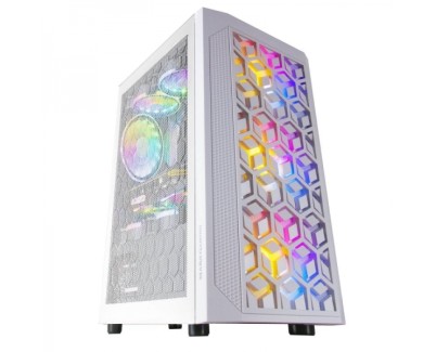 Mars Gaming MCMESH Caja Compacta Gaming - Tecnologia MESH 360º - 3 Ventiladores FRGB 120 mm - Soporte Refrigeracion Liquida - Gestion de Cableado - Filtros Antipolvo - Color Blanco