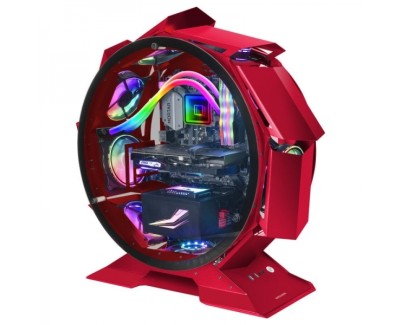 Mars Gaming MCORB Torre Circular Gaming Premium - Doble Cristal Templado - Refrigeracion Extrema para 9 Ventiladores - Interior XL - Color Rojo