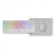 Mars Gaming MCP124 Combo Gaming 3en1 - Teclado H-Mech Ergonomico - Raton RGB Switches HUANO - Alfombrilla Nanotextil Rainbow - Compatibilidad Multiplataforma - Color Blanco
