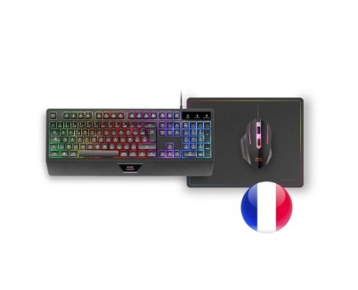 Mars Gaming MCP124 Combo Gaming 3en1 - Teclado H-Mech Ergonomico - Raton RGB Switches HUANO - Alfombrilla Nanotextil Rainbow - Compatibilidad Multiplataforma - Color Negro
