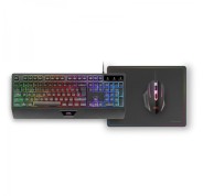 Mars Gaming MCP124 Combo Gaming 3en1 - Teclado H-Mech FRGB - Raton RGB Switches HUANO - Alfombrilla Nanotextil Rainbow - Compatibilidad Multiplataforma - Color Negro