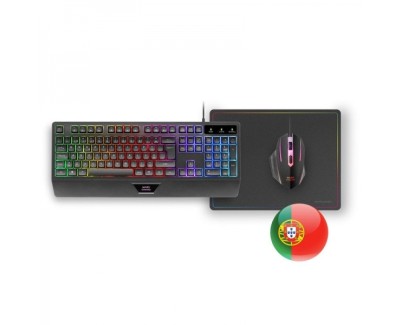 Mars Gaming MCP124 Combo Gaming 3en1 - Teclado H-Mech RGB - Raton 3200 DPI Switches HUANO - Alfombrilla Nanotextil Rainbow - Multiplataforma - Color Negro