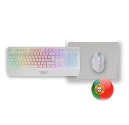 Mars Gaming MCP124 Combo Gaming 3en1 - Teclado H-Mech RGB - Raton RGB Switches HUANO - Alfombrilla Nanotextil Rainbow - Compatibilidad Multiplataforma - Color Blanco