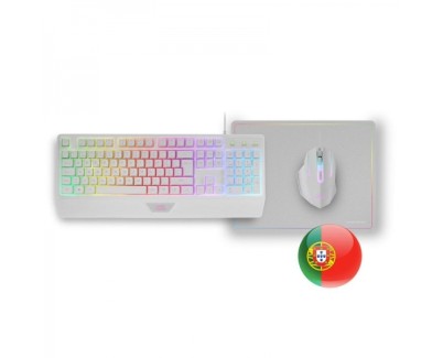 Mars Gaming MCP124 Combo Gaming 3en1 - Teclado H-Mech RGB - Raton RGB Switches HUANO - Alfombrilla Nanotextil Rainbow - Compatibilidad Multiplataforma - Color Blanco