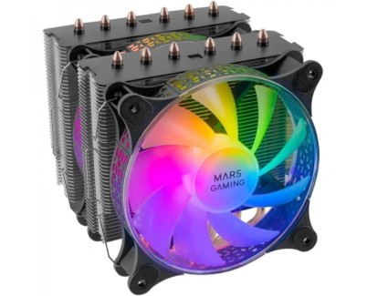 Mars Gaming MCPU-XT Disipador - Rendimiento extremo 300W TDP - Doble torre - 6 heatpipes HCT - ARGB compatible - Multisocket universal - Instalacion facil - Color Negro
