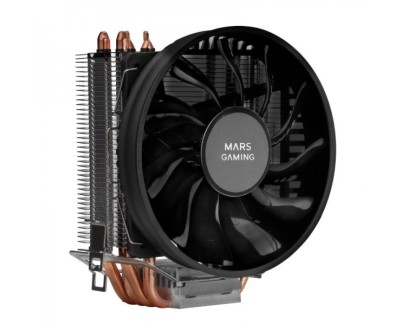 Mars Gaming MCPUBK Disipador Profesional - Soporta 160W TDP - 4 Heatpipes HCT - Ventilador 110mm PWM Silencioso - Compatible Intel/AMD - Color Negro