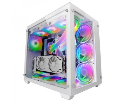 Mars Gaming MCV3 Caja Custom - Doble Ventana Cristal Templado - Capacidad XXL - Estructura Modular - Soporte Refrigeracion Liquida - Color Blanco