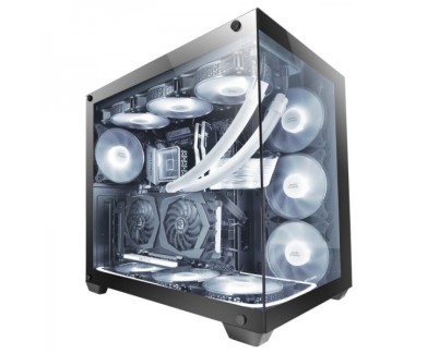 Mars Gaming MCV4 Torre Gaming Custom Premium - Cristal Templado Sin Marco - Estructura Modular Doble Camara - Soporte 10 Ventiladores - E-ATX XXL - Color Negro