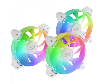 Mars Gaming MF-3A Kit de Ventiladores ARGB - Iluminacion 360º Sin Marco - Efectos ARGB Rainbow - Funcionamiento Ultrasilencioso - Compatible con ARGB - Color Varios