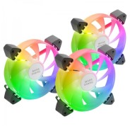 Mars Gaming MF-3A Kit de Ventiladores ARGB - Iluminacion 360º Sin Marco - Efectos ARGB Rainbow - Tecnologia FDB Ultrasilenciosa - Compatible ARGB 3pin 5V - Color Varios