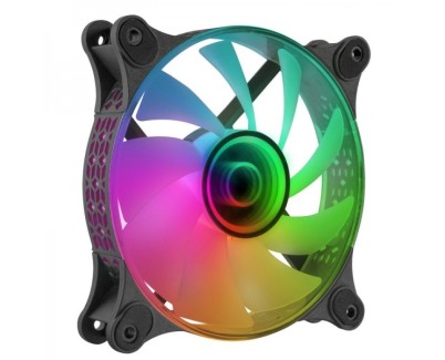 Mars Gaming MF-3D ARGB Ventilador - Efecto Espejo Infinito 3D - Iluminacion ARGB 360° - Compatible con Asus Aura Sync y mas - Color Negro