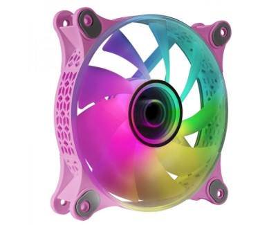 Mars Gaming MF-3D Ventilador ARGB - Efecto Espejo Infinito 3D - Iluminacion 360° - Compatible con Asus Aura Sync y mas - Color Rosa