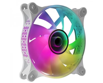 Mars Gaming MF-3D Ventilador ARGB - Efecto Espejo Infinito 3D - Iluminacion 360° - Compatible con Controladores ARGB - Color Blanco