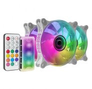 Mars Gaming MF-3DKIT Ventiladores ARGB Espejo Infinito - 220 Efectos - Controlador Avanzado - Iluminacion 360° - Compatible con Placas Base ARGB - Color Blanco