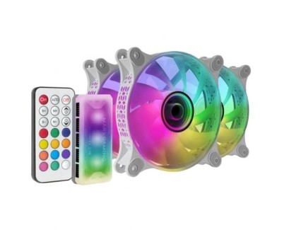 Mars Gaming MF-3DKIT Ventiladores ARGB Espejo Infinito - 220 Efectos - Controlador Avanzado - Iluminacion 360° - Compatible con Placas Base ARGB - Color Blanco