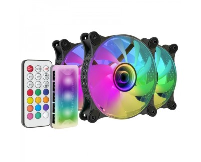 Mars Gaming MF-3DKIT Ventiladores ARGB - Espejo Infinito 3D - 220 Efectos - Controlador Avanzado - Ventilacion Silenciosa - Compatible con Placas Base ARGB - Color Negro